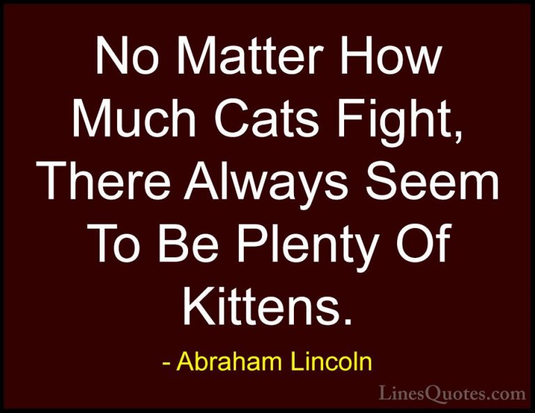 Abraham Lincoln Quotes (36) - No Matter How Much Cats Fight, Ther... - QuotesNo Matter How Much Cats Fight, There Always Seem To Be Plenty Of Kittens.