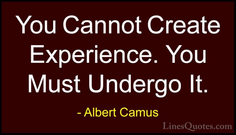 Albert Camus Quotes (11) - You Cannot Create Experience. You Must... - QuotesYou Cannot Create Experience. You Must Undergo It.