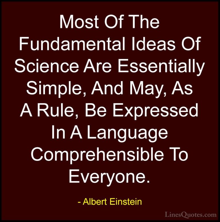 Albert Einstein Quotes (68) - Most Of The Fundamental Ideas Of Sc... - QuotesMost Of The Fundamental Ideas Of Science Are Essentially Simple, And May, As A Rule, Be Expressed In A Language Comprehensible To Everyone.