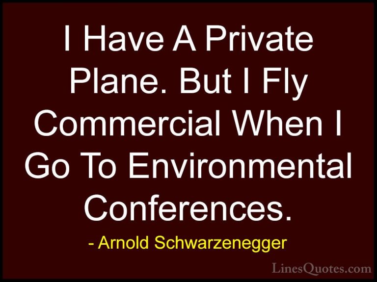 Arnold Schwarzenegger Quotes (47) - I Have A Private Plane. But I... - QuotesI Have A Private Plane. But I Fly Commercial When I Go To Environmental Conferences.