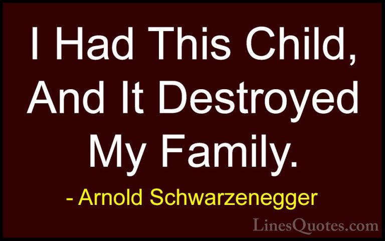Arnold Schwarzenegger Quotes (55) - I Had This Child, And It Dest... - QuotesI Had This Child, And It Destroyed My Family.