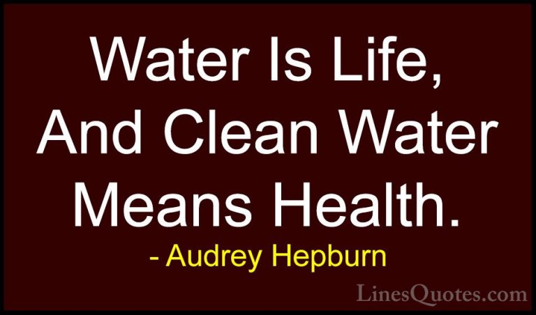 Audrey Hepburn Quotes (15) - Water Is Life, And Clean Water Means... - QuotesWater Is Life, And Clean Water Means Health.