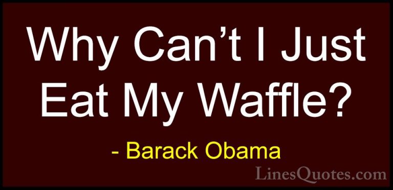 Barack Obama Quotes (11) - Why Can't I Just Eat My Waffle?... - QuotesWhy Can't I Just Eat My Waffle?