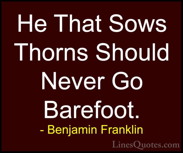 Benjamin Franklin Quotes (211) - He That Sows Thorns Should Never... - QuotesHe That Sows Thorns Should Never Go Barefoot.