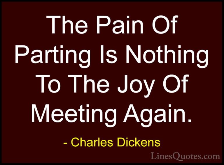 Charles Dickens Quotes (7) - The Pain Of Parting Is Nothing To Th... - QuotesThe Pain Of Parting Is Nothing To The Joy Of Meeting Again.