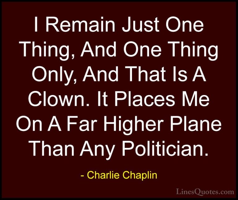 Charlie Chaplin Quotes (26) - I Remain Just One Thing, And One Th... - QuotesI Remain Just One Thing, And One Thing Only, And That Is A Clown. It Places Me On A Far Higher Plane Than Any Politician.