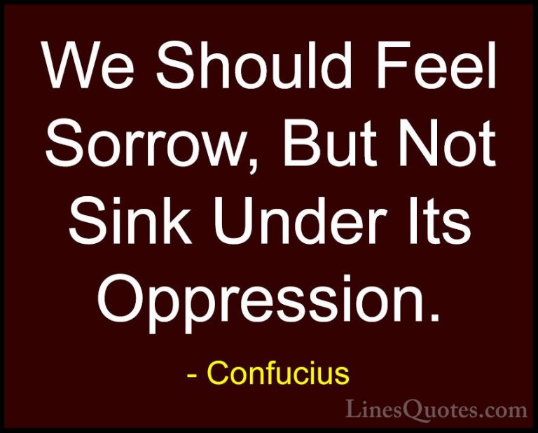 Confucius Quotes (31) - We Should Feel Sorrow, But Not Sink Under... - QuotesWe Should Feel Sorrow, But Not Sink Under Its Oppression.