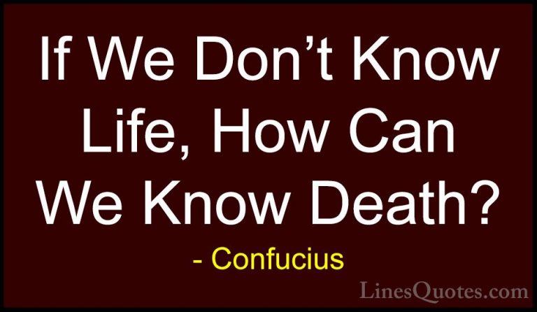 Confucius Quotes (50) - If We Don't Know Life, How Can We Know De... - QuotesIf We Don't Know Life, How Can We Know Death?