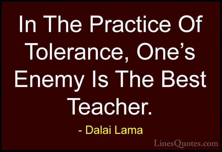 Dalai Lama Quotes (10) - In The Practice Of Tolerance, One's Enem... - QuotesIn The Practice Of Tolerance, One's Enemy Is The Best Teacher.
