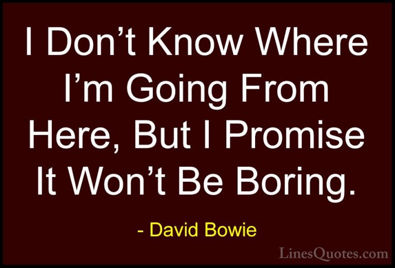 David Bowie Quotes (35) - I Don't Know Where I'm Going From Here,... - QuotesI Don't Know Where I'm Going From Here, But I Promise It Won't Be Boring.