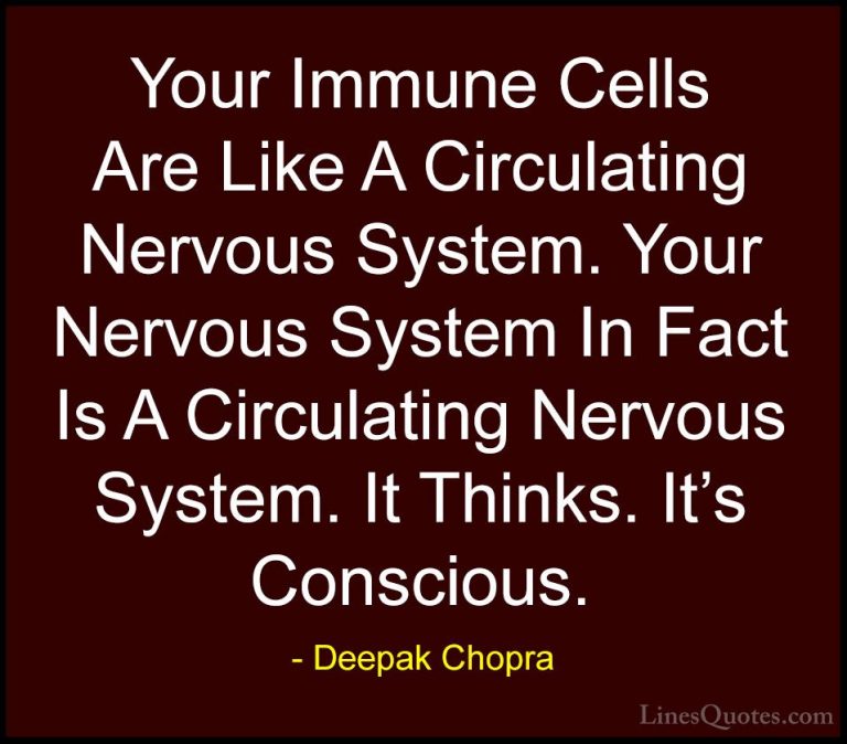 Deepak Chopra Quotes (75) - Your Immune Cells Are Like A Circulat... - QuotesYour Immune Cells Are Like A Circulating Nervous System. Your Nervous System In Fact Is A Circulating Nervous System. It Thinks. It's Conscious.