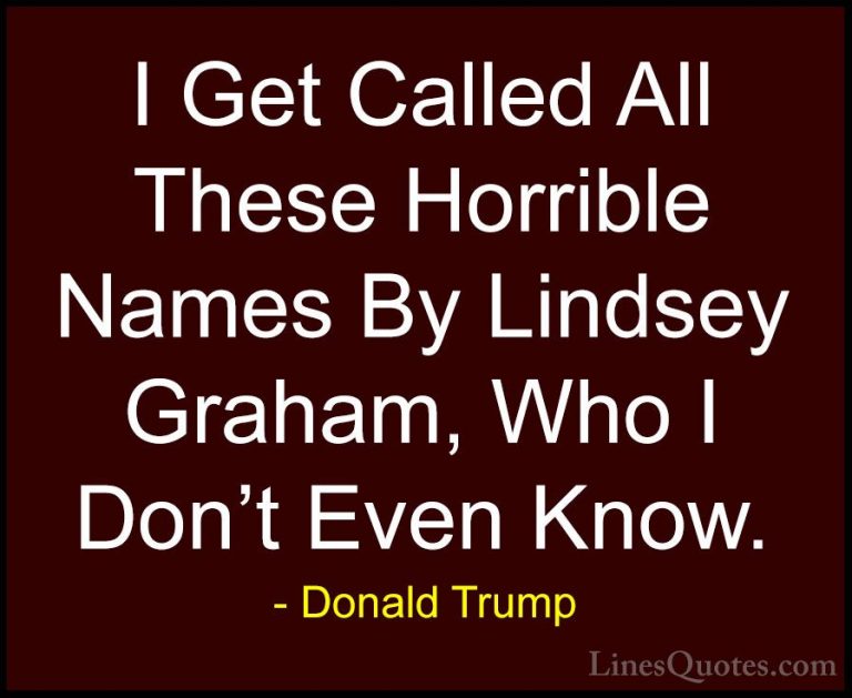 Donald Trump Quotes (103) - I Get Called All These Horrible Names... - QuotesI Get Called All These Horrible Names By Lindsey Graham, Who I Don't Even Know.