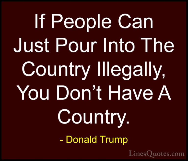 Donald Trump Quotes (79) - If People Can Just Pour Into The Count... - QuotesIf People Can Just Pour Into The Country Illegally, You Don't Have A Country.