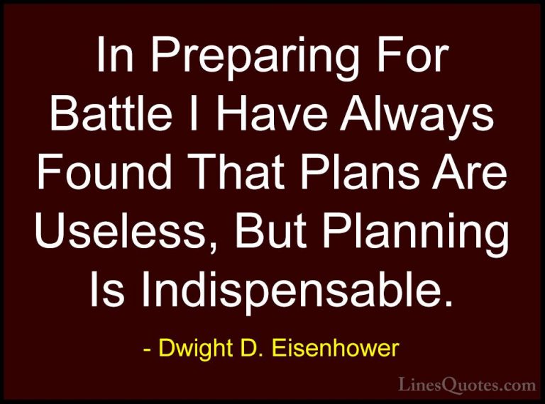 Dwight D. Eisenhower Quotes (73) - In Preparing For Battle I Have... - QuotesIn Preparing For Battle I Have Always Found That Plans Are Useless, But Planning Is Indispensable.