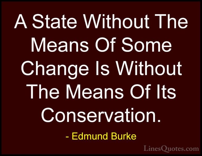 Edmund Burke Quotes (12) - A State Without The Means Of Some Chan... - QuotesA State Without The Means Of Some Change Is Without The Means Of Its Conservation.