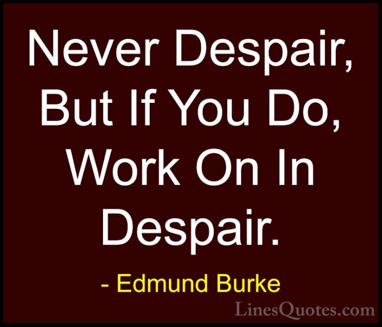 Edmund Burke Quotes (55) - Never Despair, But If You Do, Work On ... - QuotesNever Despair, But If You Do, Work On In Despair.