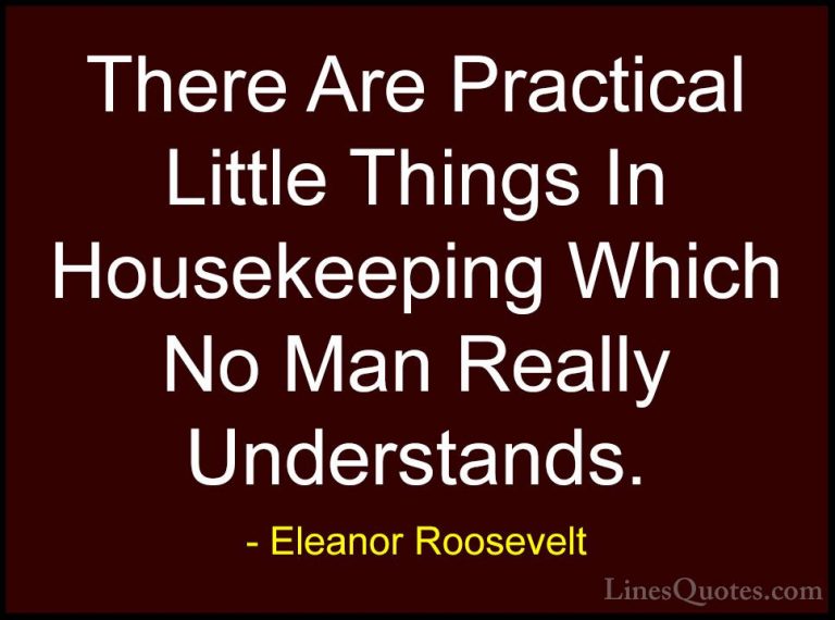 Eleanor Roosevelt Quotes (40) - There Are Practical Little Things... - QuotesThere Are Practical Little Things In Housekeeping Which No Man Really Understands.