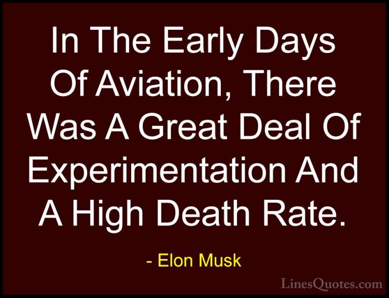 Elon Musk Quotes (117) - In The Early Days Of Aviation, There Was... - QuotesIn The Early Days Of Aviation, There Was A Great Deal Of Experimentation And A High Death Rate.