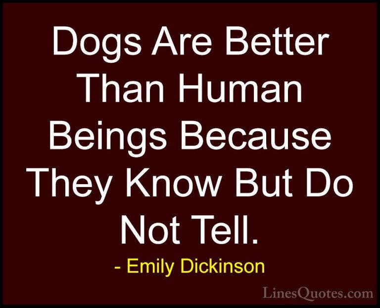 Emily Dickinson Quotes (28) - Dogs Are Better Than Human Beings B... - QuotesDogs Are Better Than Human Beings Because They Know But Do Not Tell.