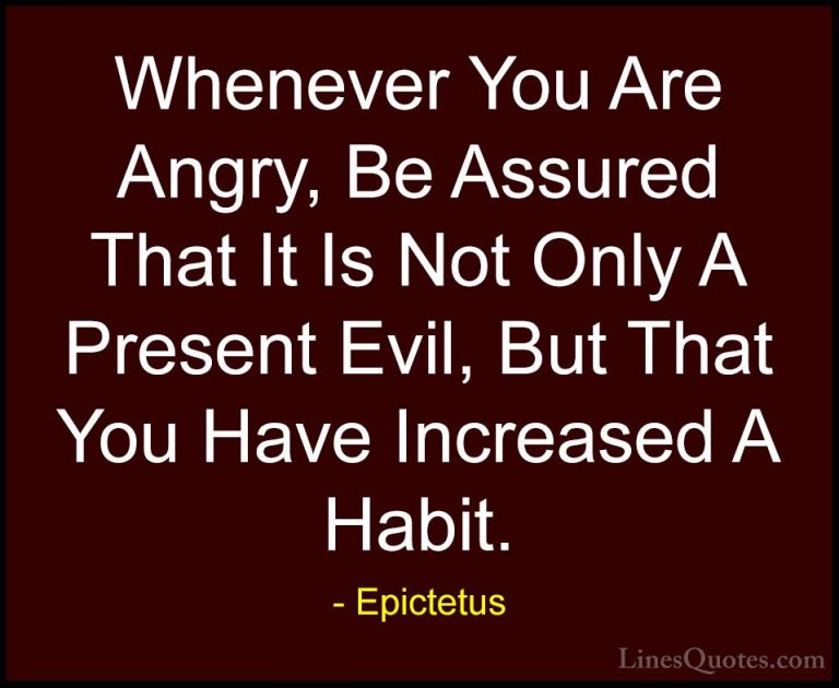 Epictetus Quotes (31) - Whenever You Are Angry, Be Assured That I... - QuotesWhenever You Are Angry, Be Assured That It Is Not Only A Present Evil, But That You Have Increased A Habit.