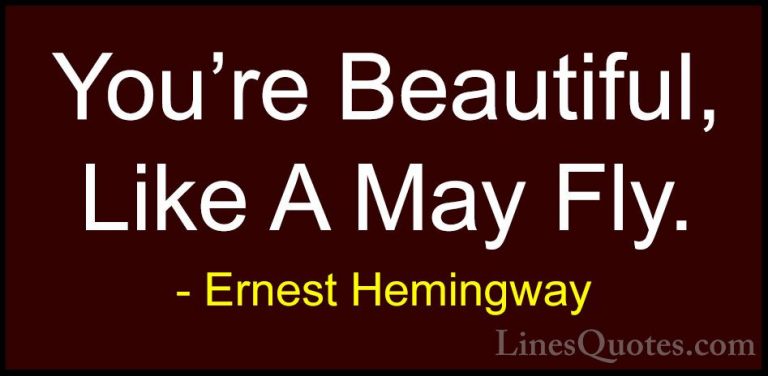 Ernest Hemingway Quotes (46) - You're Beautiful, Like A May Fly.... - QuotesYou're Beautiful, Like A May Fly.