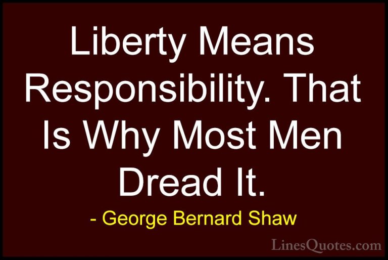 George Bernard Shaw Quotes (27) - Liberty Means Responsibility. T... - QuotesLiberty Means Responsibility. That Is Why Most Men Dread It.