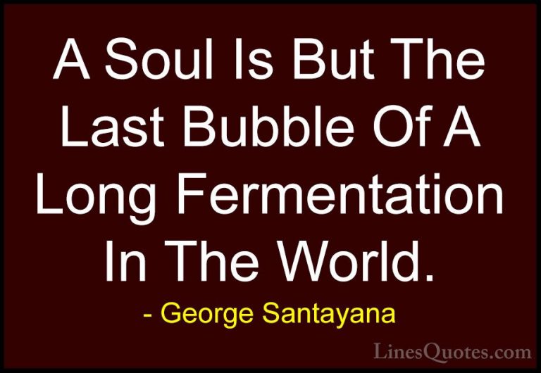 George Santayana Quotes (70) - A Soul Is But The Last Bubble Of A... - QuotesA Soul Is But The Last Bubble Of A Long Fermentation In The World.