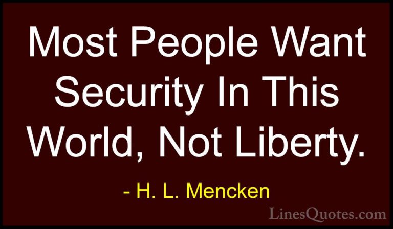 H. L. Mencken Quotes (86) - Most People Want Security In This Wor... - QuotesMost People Want Security In This World, Not Liberty.