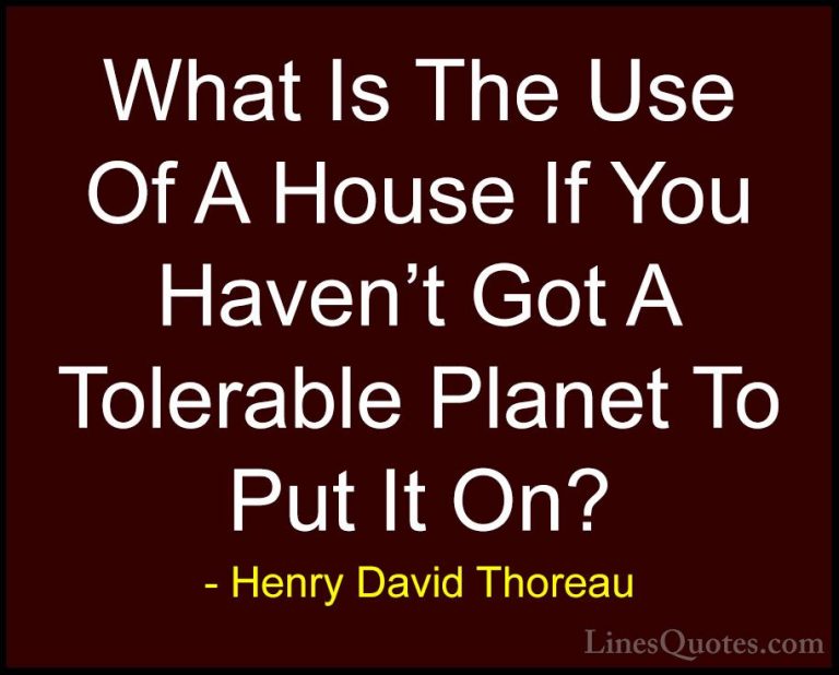 Henry David Thoreau Quotes (104) - What Is The Use Of A House If ... - QuotesWhat Is The Use Of A House If You Haven't Got A Tolerable Planet To Put It On?