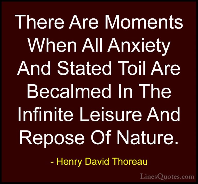 Henry David Thoreau Quotes (23) - There Are Moments When All Anxi... - QuotesThere Are Moments When All Anxiety And Stated Toil Are Becalmed In The Infinite Leisure And Repose Of Nature.
