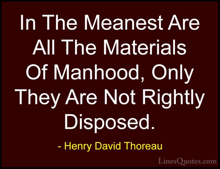 Henry David Thoreau Quotes (235) - In The Meanest Are All The Mat... - QuotesIn The Meanest Are All The Materials Of Manhood, Only They Are Not Rightly Disposed.
