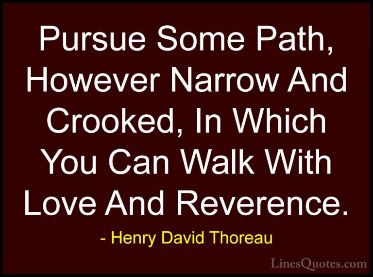 Henry David Thoreau Quotes (6) - Pursue Some Path, However Narrow... - QuotesPursue Some Path, However Narrow And Crooked, In Which You Can Walk With Love And Reverence.