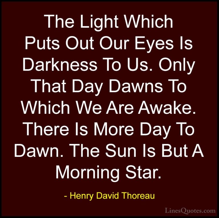 Henry David Thoreau Quotes (81) - The Light Which Puts Out Our Ey... - QuotesThe Light Which Puts Out Our Eyes Is Darkness To Us. Only That Day Dawns To Which We Are Awake. There Is More Day To Dawn. The Sun Is But A Morning Star.