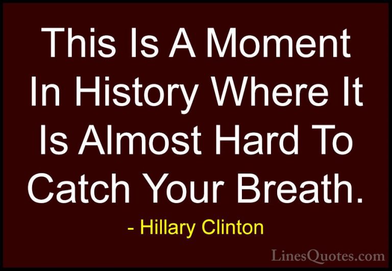 Hillary Clinton Quotes (233) - This Is A Moment In History Where ... - QuotesThis Is A Moment In History Where It Is Almost Hard To Catch Your Breath.