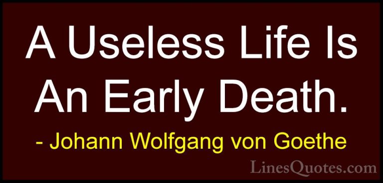 Johann Wolfgang von Goethe Quotes (111) - A Useless Life Is An Ea... - QuotesA Useless Life Is An Early Death.
