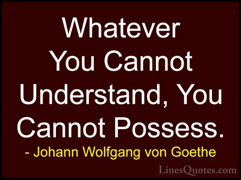 Johann Wolfgang von Goethe Quotes (124) - Whatever You Cannot Und... - QuotesWhatever You Cannot Understand, You Cannot Possess.