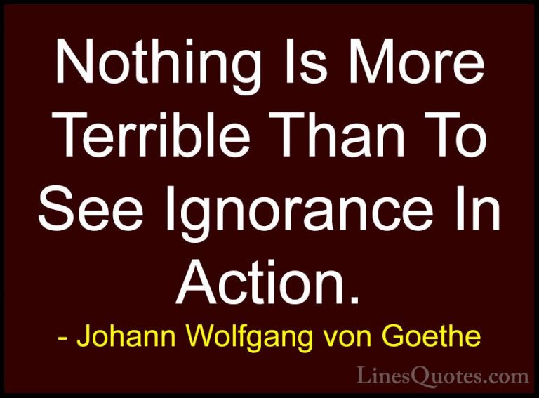 Johann Wolfgang von Goethe Quotes (232) - Nothing Is More Terribl... - QuotesNothing Is More Terrible Than To See Ignorance In Action.