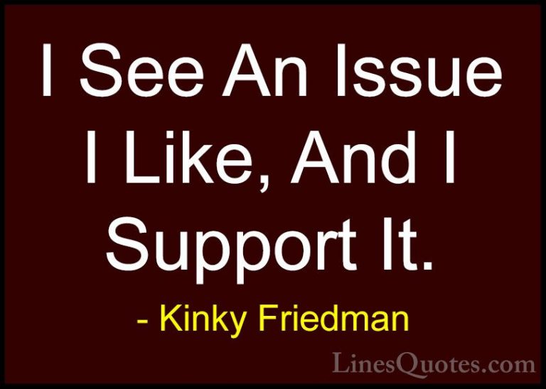 Kinky Friedman Quotes (42) - I See An Issue I Like, And I Support... - QuotesI See An Issue I Like, And I Support It.