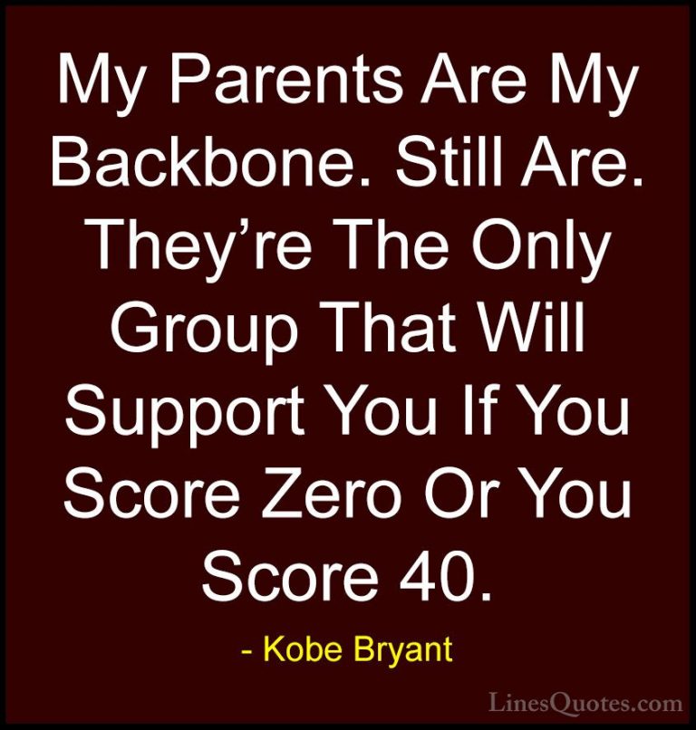 Kobe Bryant Quotes (20) - My Parents Are My Backbone. Still Are. ... - QuotesMy Parents Are My Backbone. Still Are. They're The Only Group That Will Support You If You Score Zero Or You Score 40.