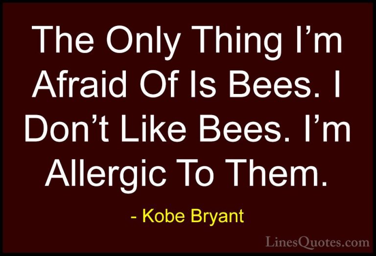 Kobe Bryant Quotes (37) - The Only Thing I'm Afraid Of Is Bees. I... - QuotesThe Only Thing I'm Afraid Of Is Bees. I Don't Like Bees. I'm Allergic To Them.