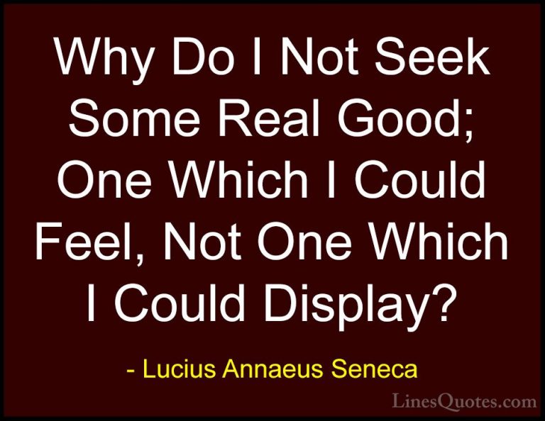 Lucius Annaeus Seneca Quotes (156) - Why Do I Not Seek Some Real ... - QuotesWhy Do I Not Seek Some Real Good; One Which I Could Feel, Not One Which I Could Display?