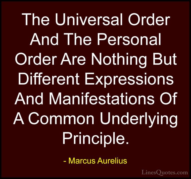 Marcus Aurelius Quotes (27) - The Universal Order And The Persona... - QuotesThe Universal Order And The Personal Order Are Nothing But Different Expressions And Manifestations Of A Common Underlying Principle.