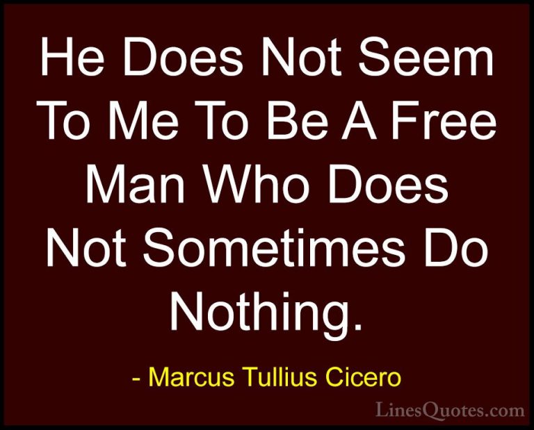 Marcus Tullius Cicero Quotes (101) - He Does Not Seem To Me To Be... - QuotesHe Does Not Seem To Me To Be A Free Man Who Does Not Sometimes Do Nothing.
