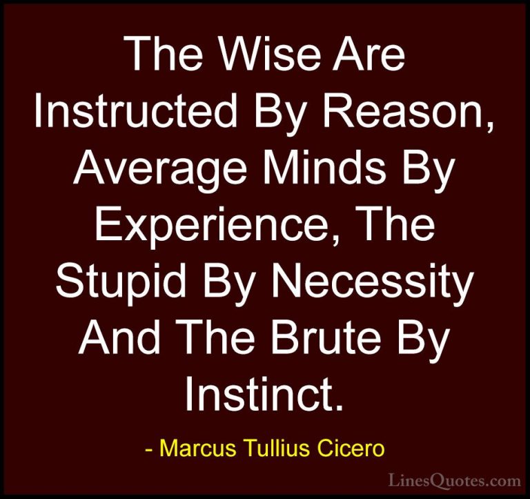 Marcus Tullius Cicero Quotes (30) - The Wise Are Instructed By Re... - QuotesThe Wise Are Instructed By Reason, Average Minds By Experience, The Stupid By Necessity And The Brute By Instinct.