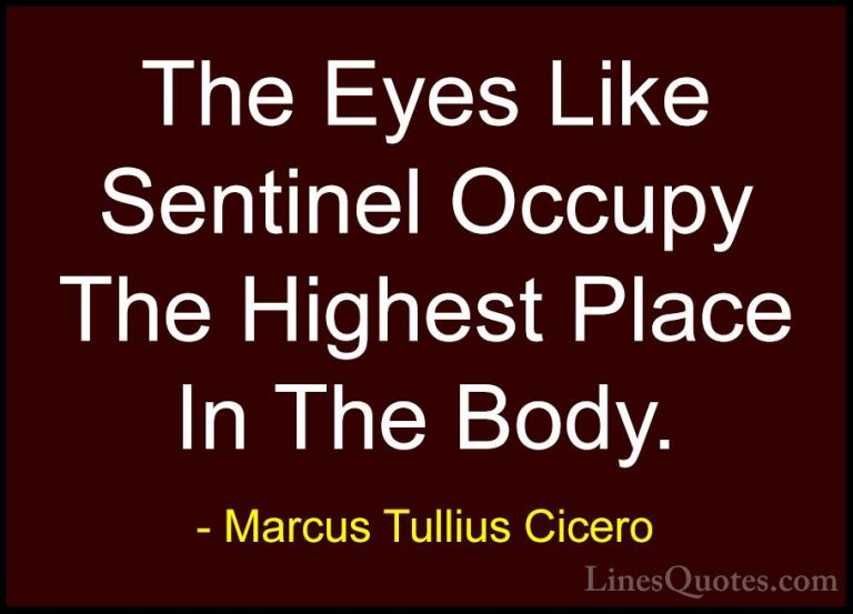Marcus Tullius Cicero Quotes (98) - The Eyes Like Sentinel Occupy... - QuotesThe Eyes Like Sentinel Occupy The Highest Place In The Body.