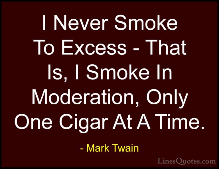 Mark Twain Quotes (179) - I Never Smoke To Excess - That Is, I Sm... - QuotesI Never Smoke To Excess - That Is, I Smoke In Moderation, Only One Cigar At A Time.