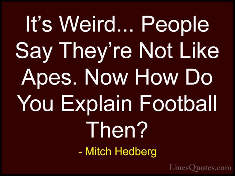 Mitch Hedberg Quotes (41) - It's Weird... People Say They're Not ... - QuotesIt's Weird... People Say They're Not Like Apes. Now How Do You Explain Football Then?