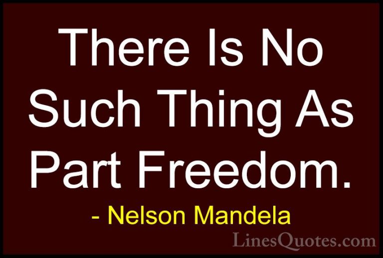 Nelson Mandela Quotes (35) - There Is No Such Thing As Part Freed... - QuotesThere Is No Such Thing As Part Freedom.