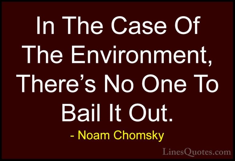 Noam Chomsky Quotes (349) - In The Case Of The Environment, There... - QuotesIn The Case Of The Environment, There's No One To Bail It Out.