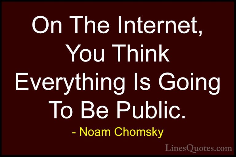 Noam Chomsky Quotes (351) - On The Internet, You Think Everything... - QuotesOn The Internet, You Think Everything Is Going To Be Public.
